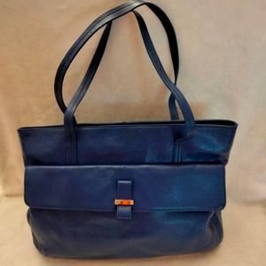 Royal blue zenith leather tote 11x 14"
